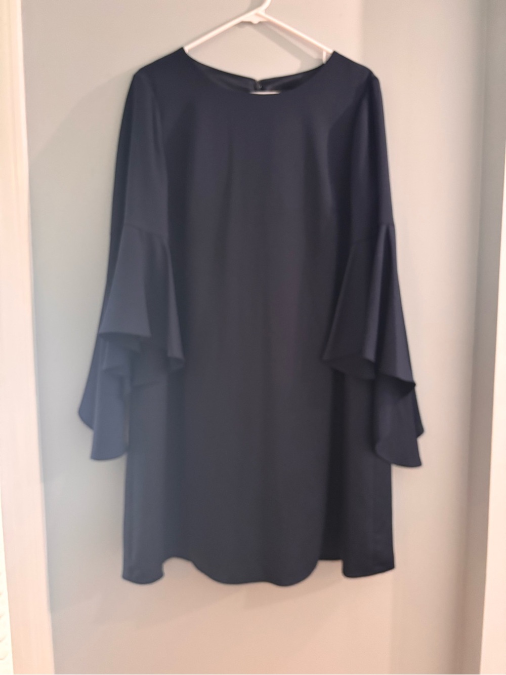 Preston & York Navy Layered Bell-Sleeve Shift Dress